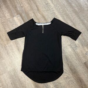 Black Women's Top with Zipper Detail